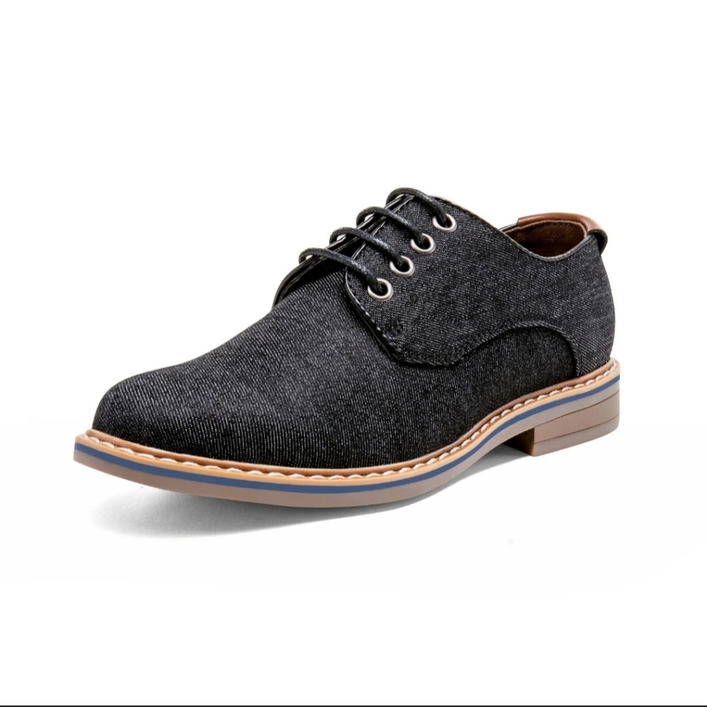 BRUNO MARC BOY'S CASUAL DENIM LACE UP OXFORD IN BLACK SIZE 4